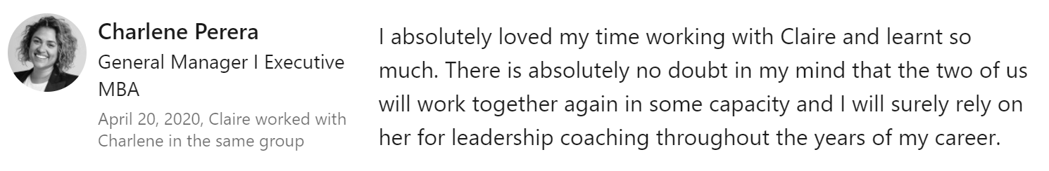 claire leadership coach testimonial 10