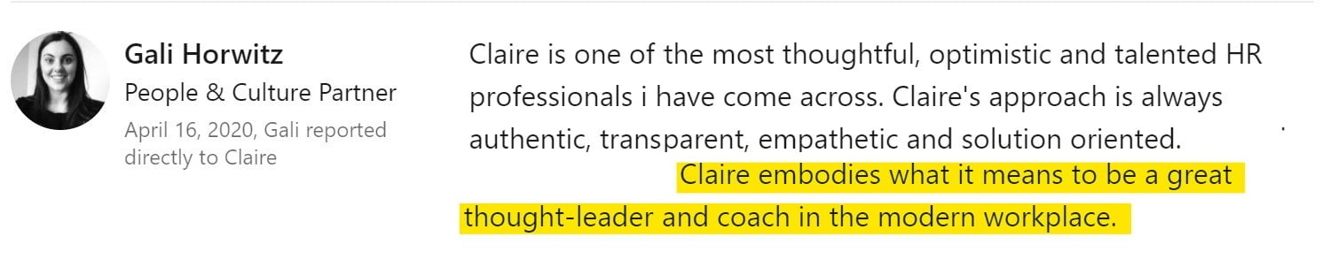 claire leadership coach testimonial 4